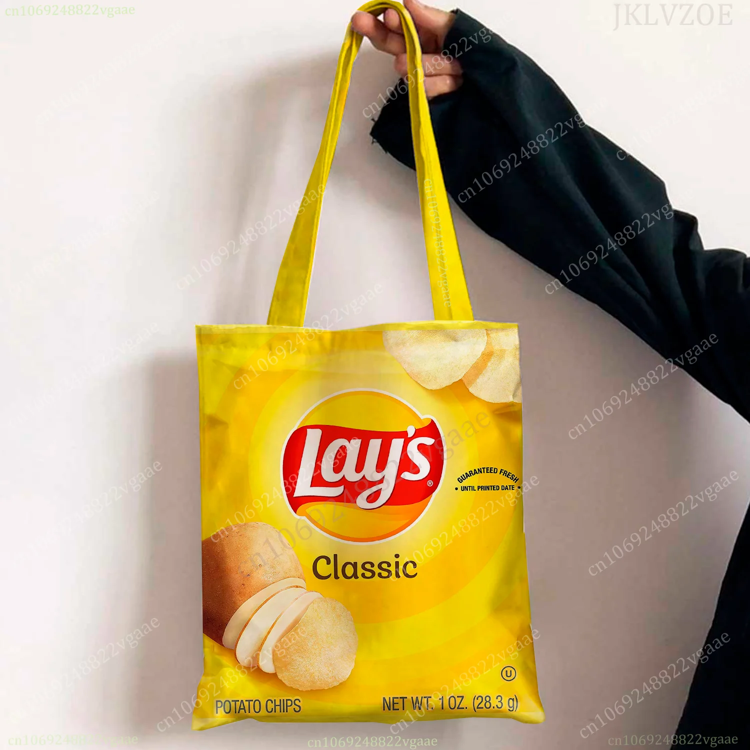 Funny Food Chips Lays Canvas Tote Bag Shopping Bag Handbag Shoulder Bag Storage Gift Packaging Art Canvas Bag Eco