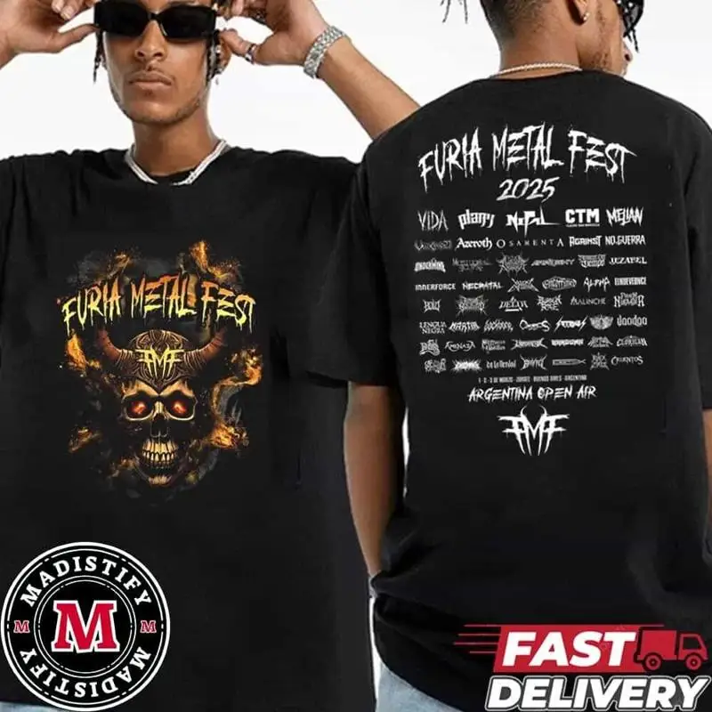 Furia Metal Fest 2025 Argentina Open Air Full Line Up Merch Tee Shirt Two Sides