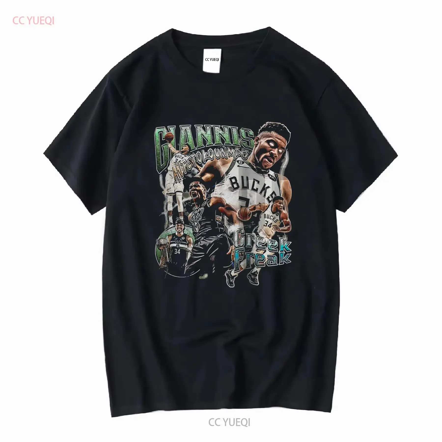 Giannis Antetokounmpo T Shirt Basketball Classic 90s long or short sleeves vintage Washed Stretched Casual Versatile