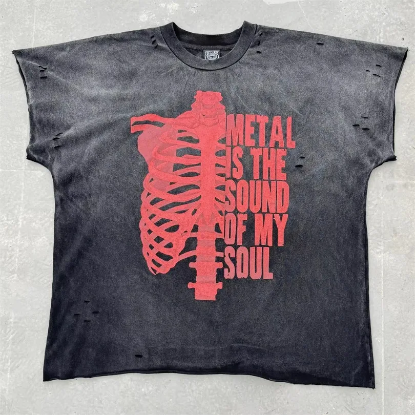 Good Quality Saint Metal Is The Sound of My Soul Fashion T-Shirts Men Saint Women Washed Tee Vintage T Shirt