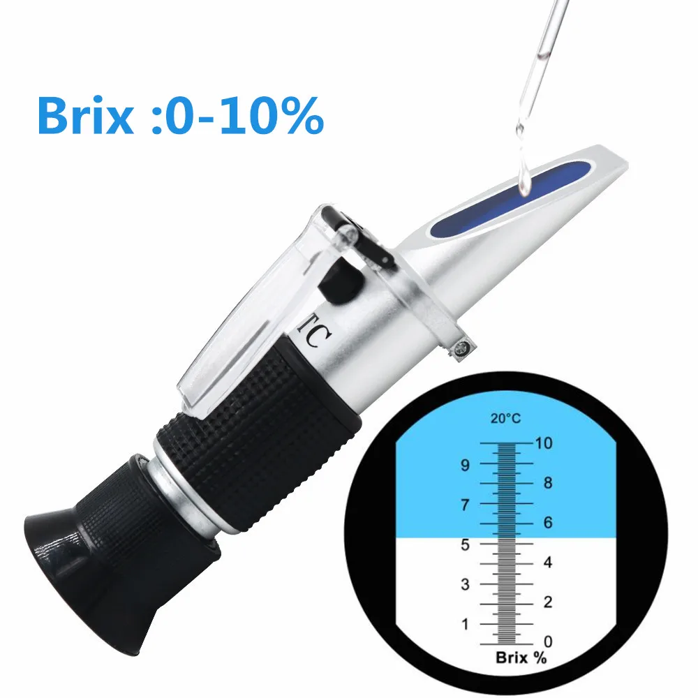 Handheld Brix Sugar Refractometer 0-10% Sugar Refractometer ATC Low-Concentrated Sugar Content Tester Accuracy 0.1%