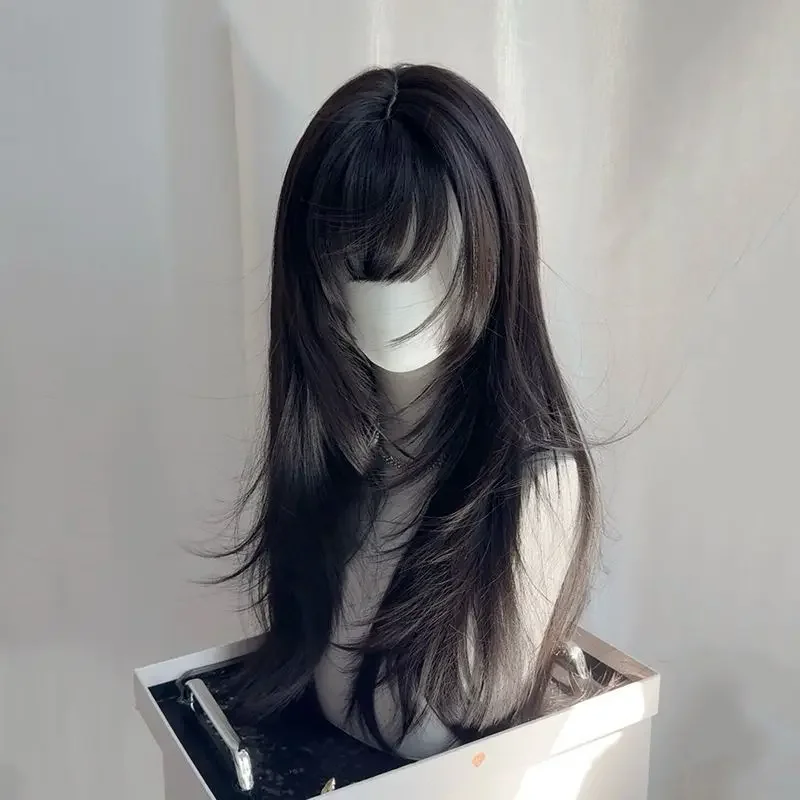 High Level Straight Hair Wig Women's Shoulder Length Fake Hair Full Head Cap Wig Asian Fiber Mechanism Wig from Mainland China