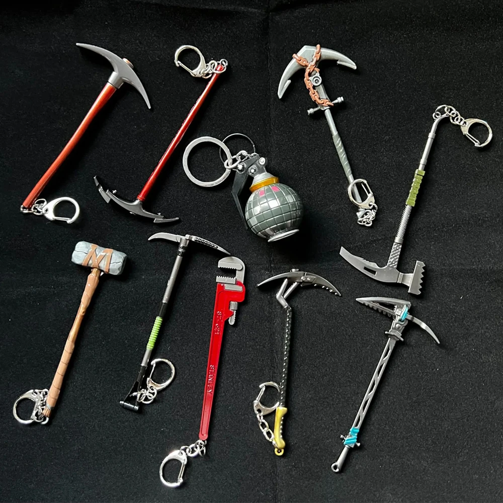 Hot Game Fort,Nite Mini Hammer,Axe,Tool,Machete Toy Keychain for Men Bag Pendant Key Holder Cosplay Accessories Decoration Gift