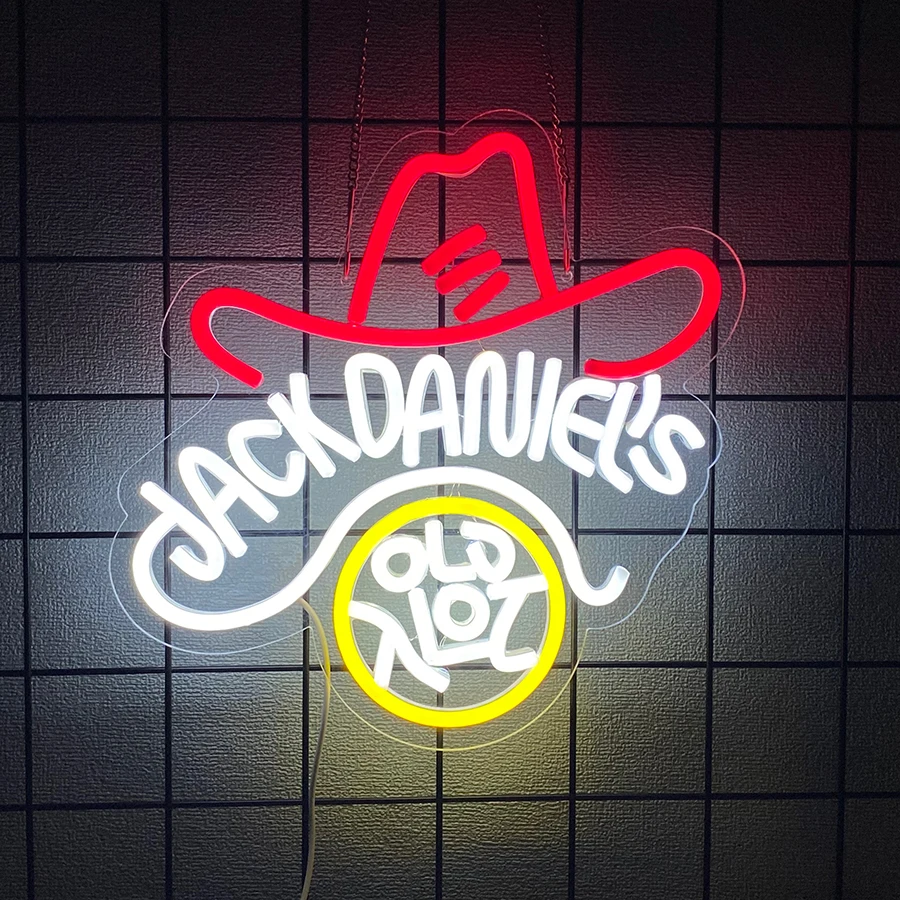 Jack Daniels Neon Light Sign for wall decor,Beer Bar Home Bedroom man cave Bedside Table Party Decor Recreation Room Gifts