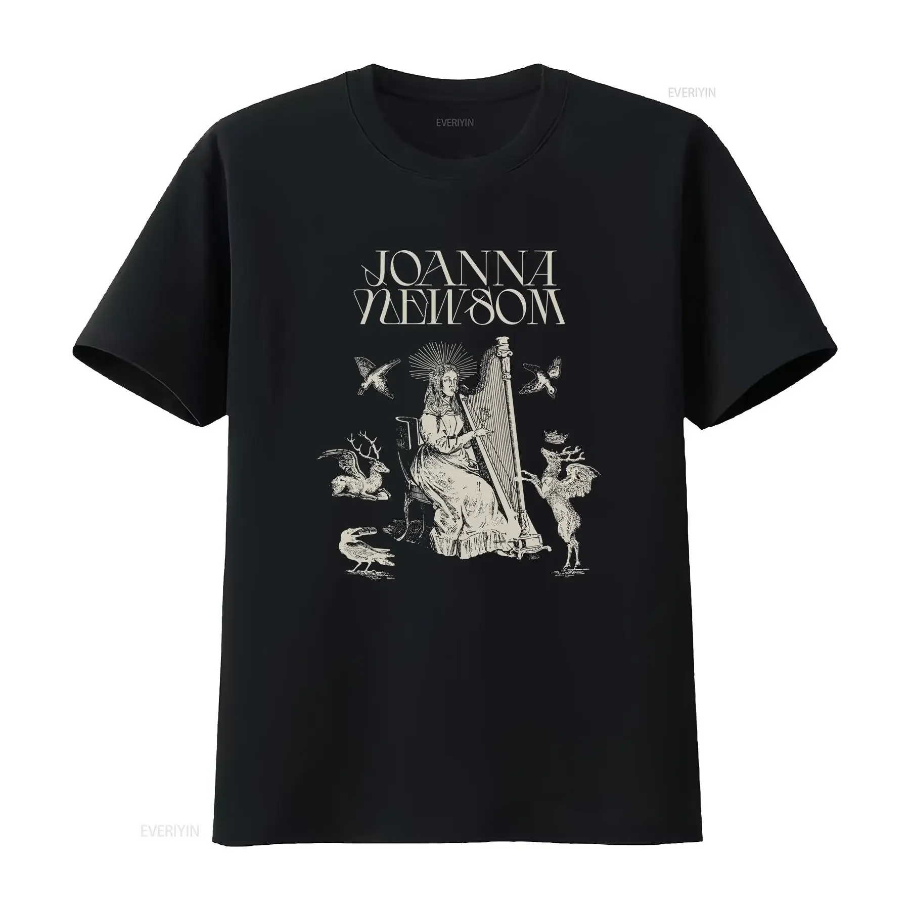 Joanna Newsom fan t shirt black vintage Washed fashion Casual streetwear homme designer clothes Comfortable