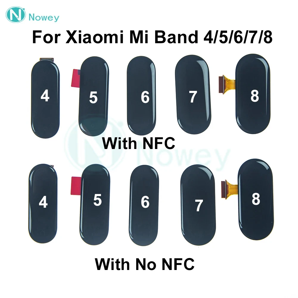 LCD Display Screen Touch Digitizer Replacement, 100% New AMOLED, Xiaomi Mi Band 4, 5, 6, 7, 8