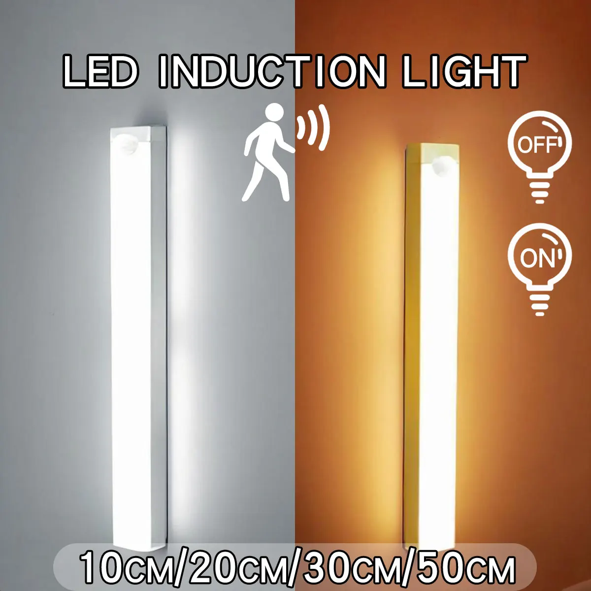 LED Motion Sensor Light Wireless LED Night Light Type C Rechargeable Light Cabinet Wardrobe Lamp Staircase Backlight For Kitchen