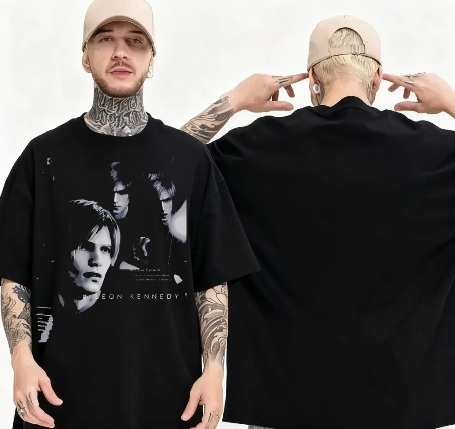 Leon S Kennedy Resident Evil Graphic T-shirt Men's Gothic Role-playing Clothing T-shirt Y2k Loose Hip-hop Cotton Short Sleeves