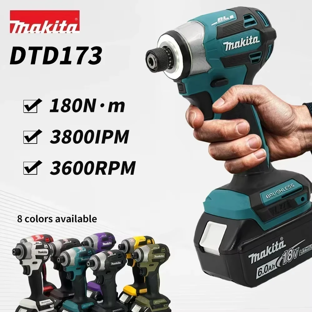 Makita DTD173 1800rpm Brushless Electric screwdriver Impact Driver 180Nm Electric Drill Wood/Bolt/T-Mode For Makita 18V Battery