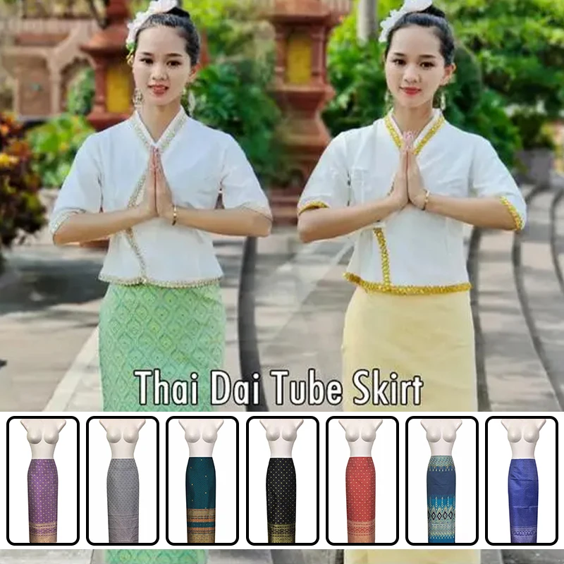 Malaysia Thailand National Long Skirt Sarong Dai Tube Skirt Southeast Asia Traditional Costume Lady Performance Folk Dance Skirt
