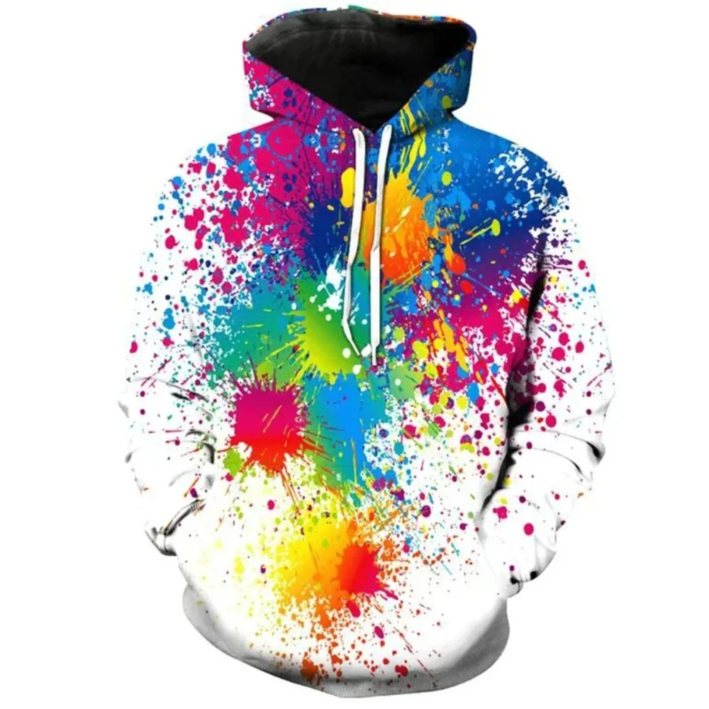 New Rainbow Graffiti 3D Printed Man Fashion Y2K Hoodie Oversized Streetwear Pullovers Hooded Sweatshirts Clothing