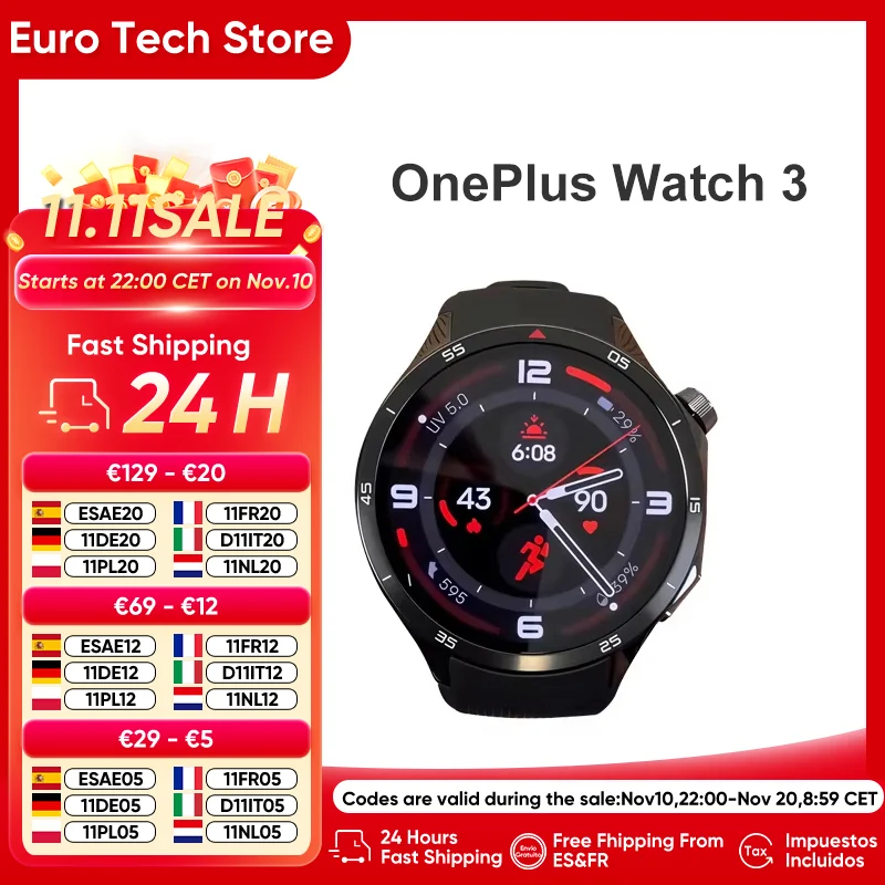OnePlus Watch 3 SmartWatch Global Version Wear OS by Google 1.5”LTPO A0MOLED Display 5days battery life 60S Health Check-In GPS