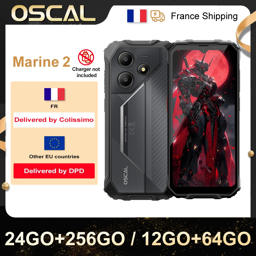 OSCAL Marine 2 [No EU charger ] Rugged Smartphone 11000mAh 24 (8 + 16) GB + 256GB 6.56'' 8MP+16MP Unisoc T615 Android 15 NFC/GPS
