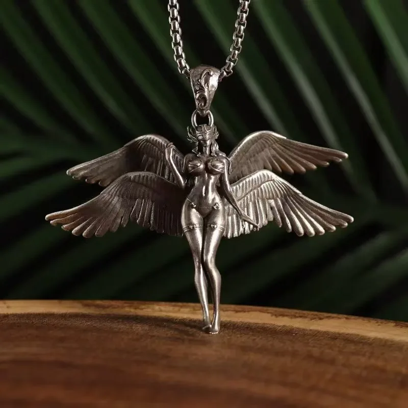 Pendant plus ins stylish European and American four-winged angel pendant necklace retro trendy fashion accessories