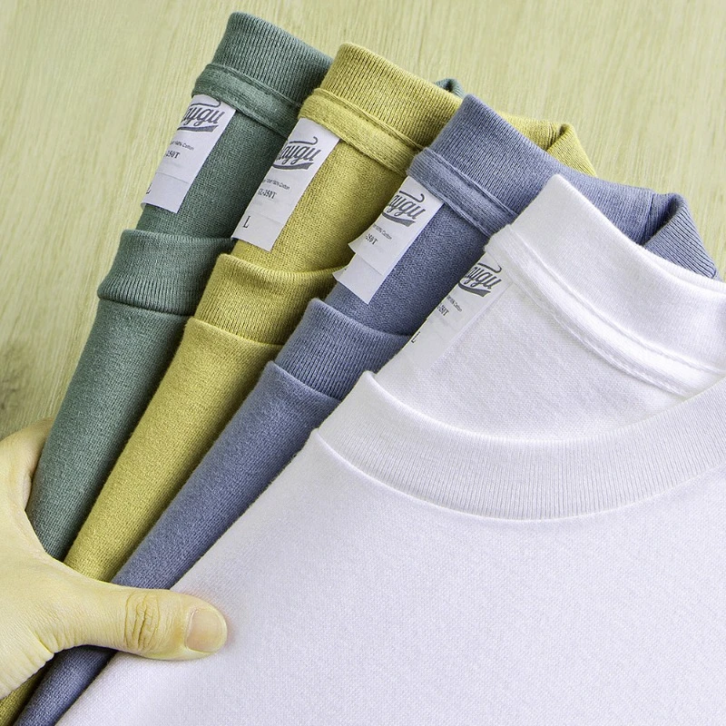 Plus Size Japanese Heavy Loose Cotton Short-sleeved T-shirt Men's Women's White T-shirt Solid Color Loose Bottoming Shirt INS