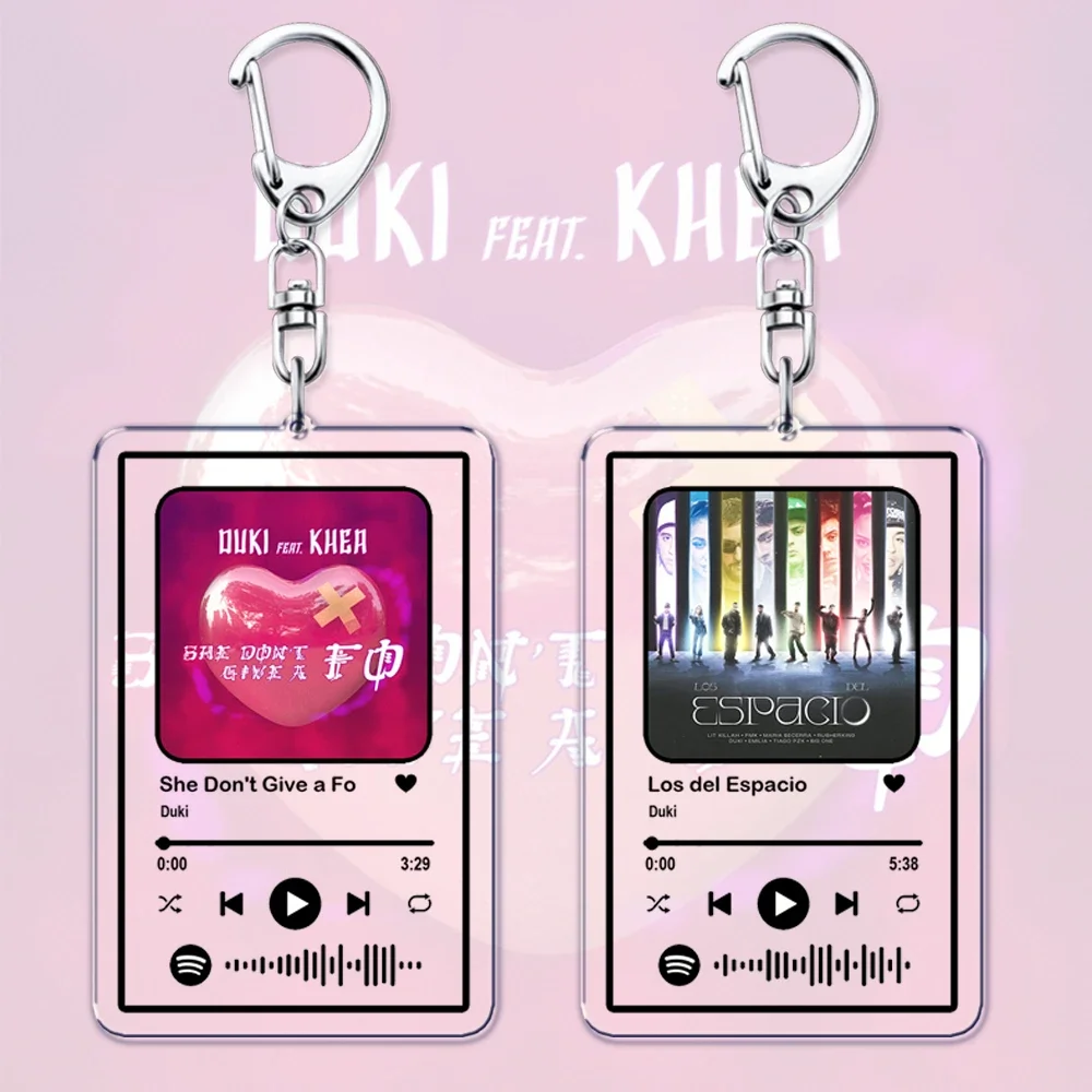 Popular Rap Singer Duki Music Playlist Spotify Code Keychain for Women Accessories Rockstar Keying Jewelry Friends Fans Gifts