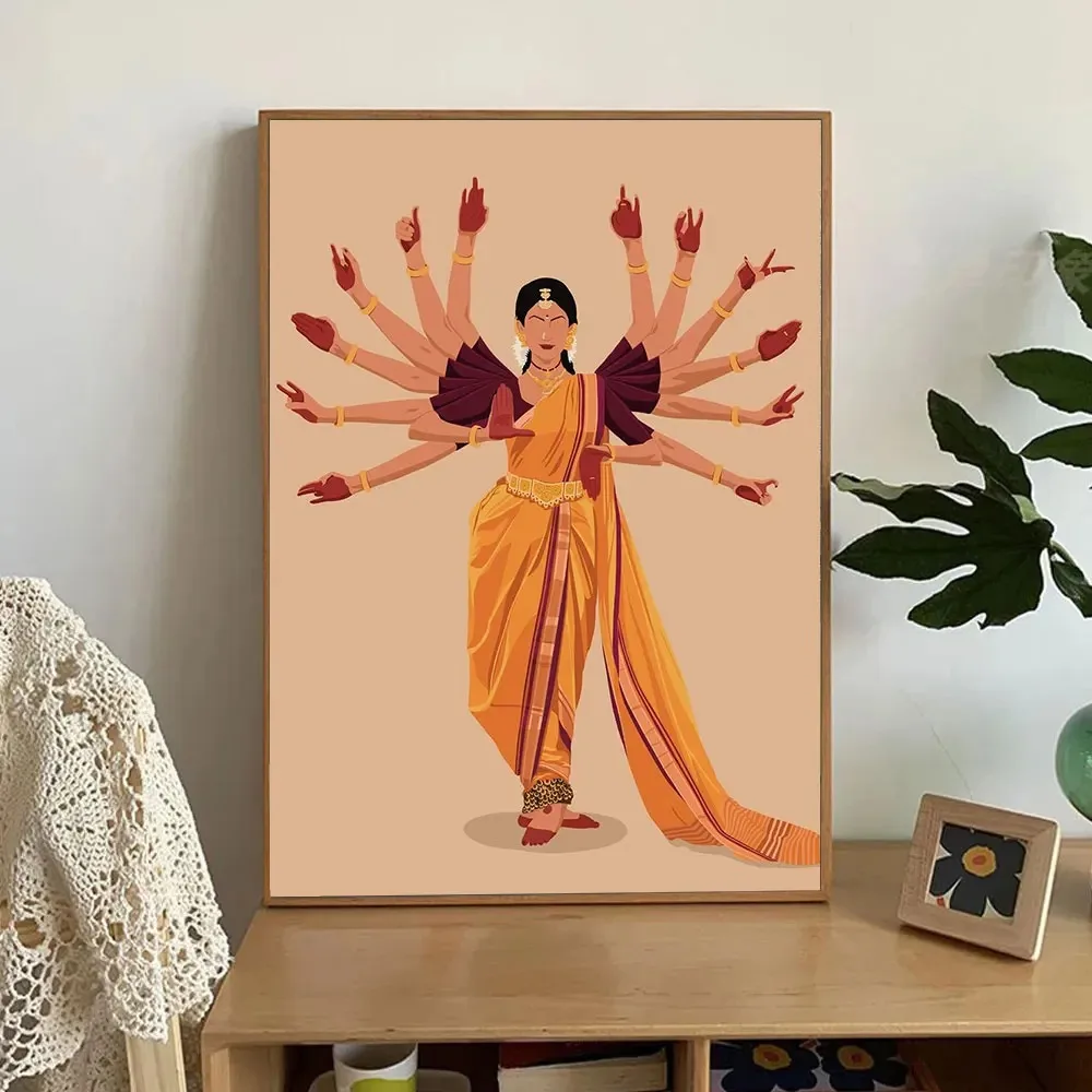 Powerful Women Poster Asian South Indian Dances of India Book Lovers Classical Dance Tamil Boho Bharatanatyam Canvas Painting