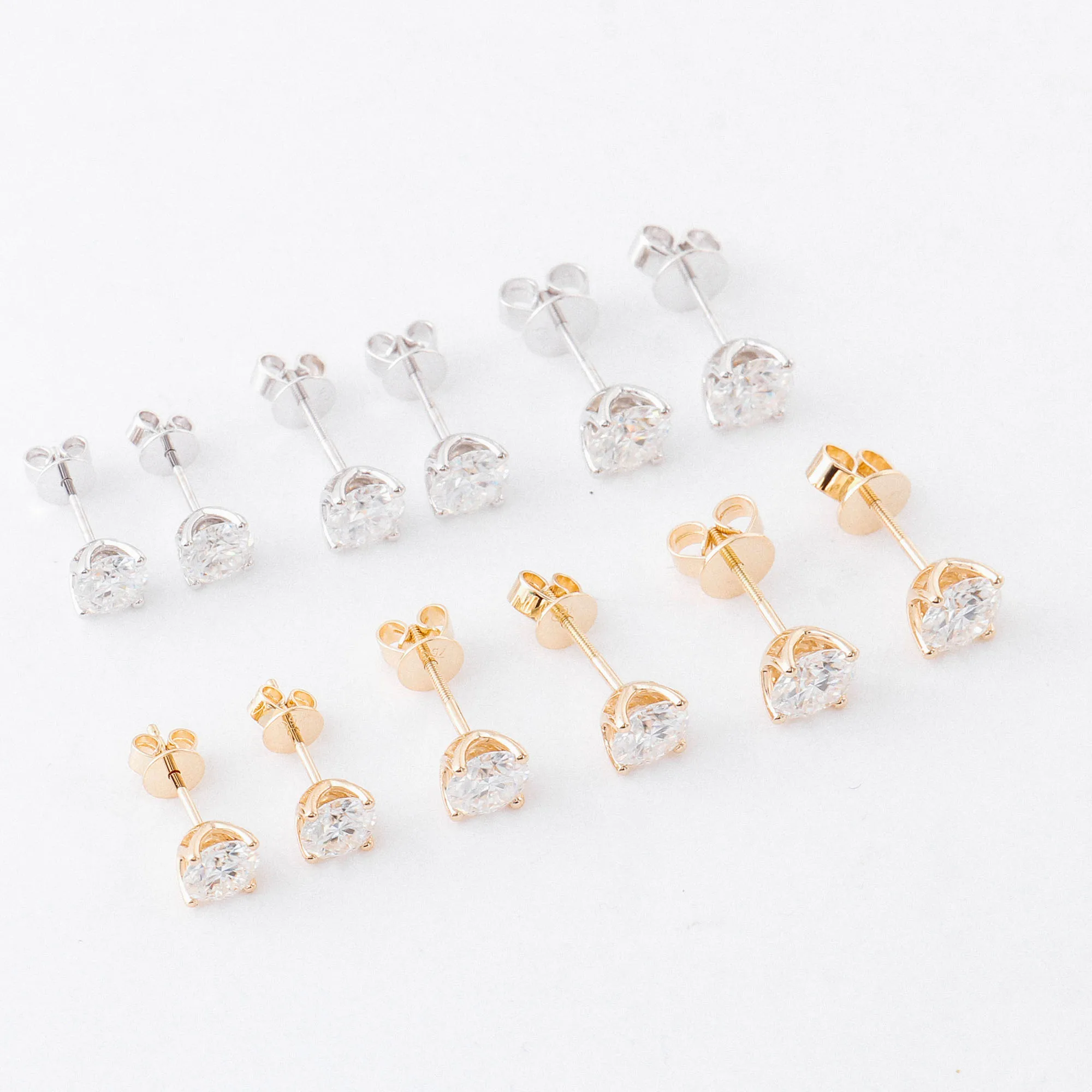 Provence 925 Silver Martini Style Stud Earrings 5mm Def Round Moissanites GRA Cert Classic Design With Screw Back For Women Men