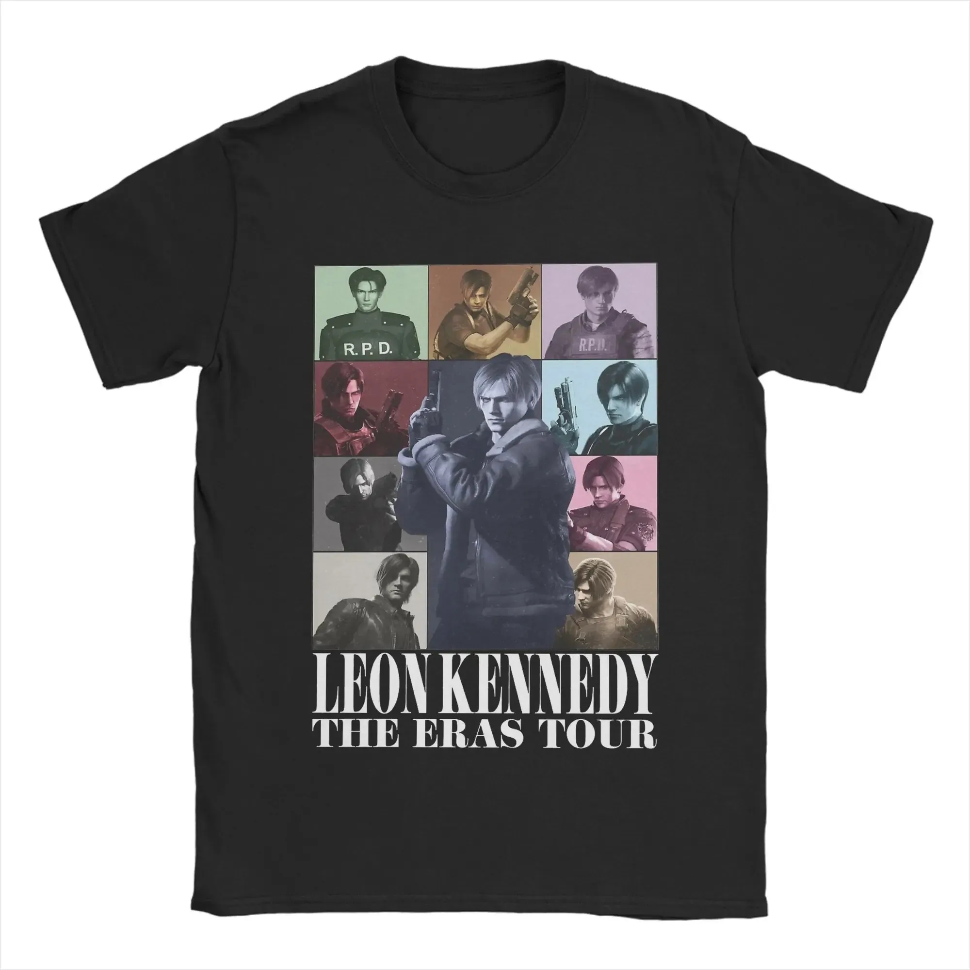 Residents Evils Game T-Shirt for Men Leon Kennedy The Eras Tour Fashion 100% Cotton Tee Shirt Crew Neck Short Sleeve T Shirts