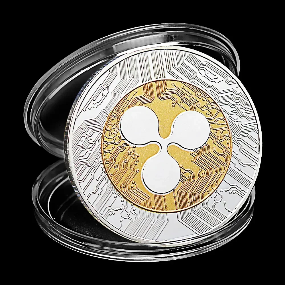 Ripple Coin Souvenirs and Gifts Commemorative Coin Cryptocurrency Physical Crypto Coin Silvery Plated Collection