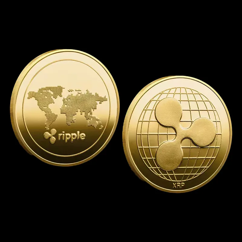 Ripple Coin XRP Coin Gold Silver Plated Crypto Ripple XRP Coin with Plastic Case Commemorative Coin Art Collection Souvenir Gift