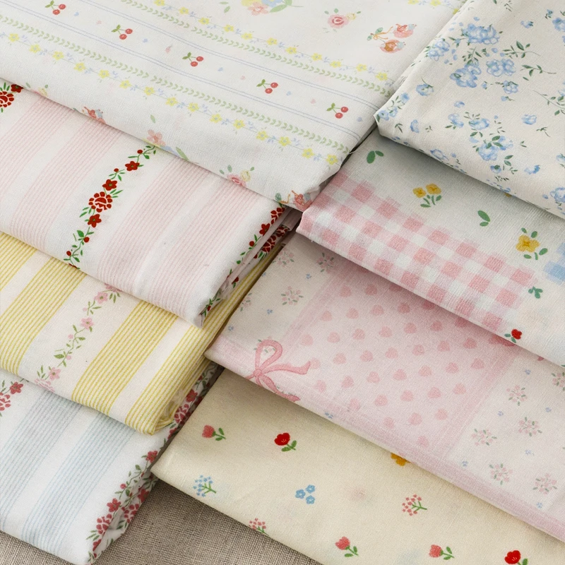 Rural Style Pure Cotton Printed Fabric for Sewing Dresses Home Wear Children's Clothing Decorative Cloth Handmade DIY Fabrics