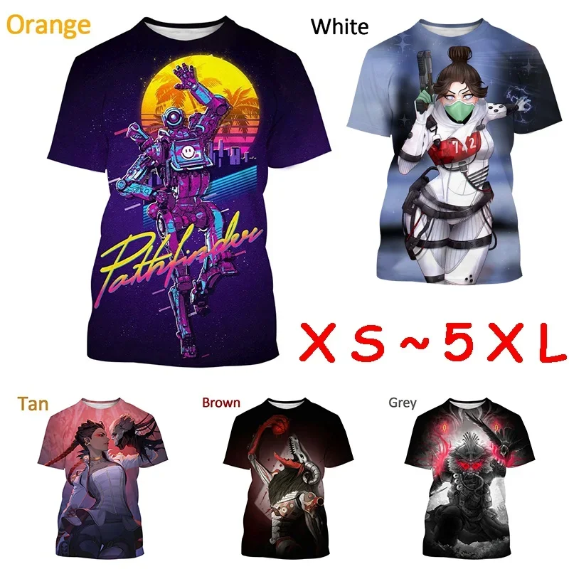 Summer Casual Round Neck Unisex Sports Cool T-shirt Apex Legends 3D Printing Men's Short-sleeved T-shirt