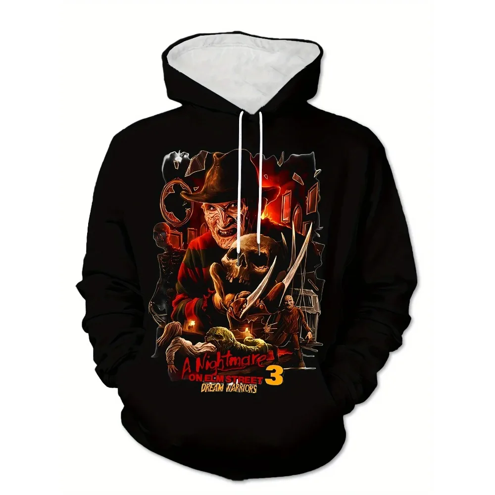 Sweat-shirt à capuche graphique Freddy Krueger A Nightmare on Elm Street pour hommes - Impression de film d'horreur 3D