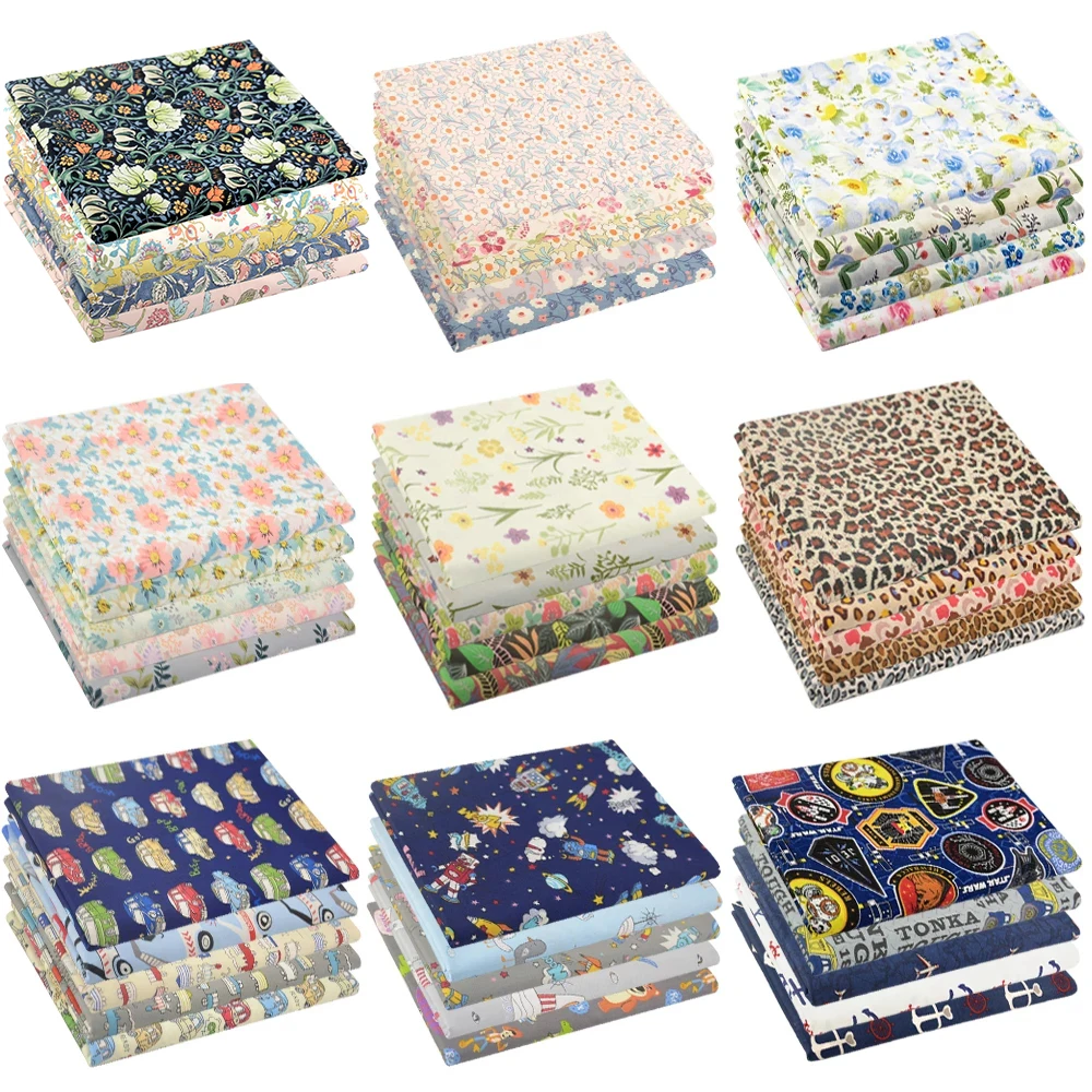 Teramila 5pcs / Lot Pack Printed Cotton Cloth For Needlework Patchwork Sewing DIY Handmade Craft Accessories Quilting Fabrics