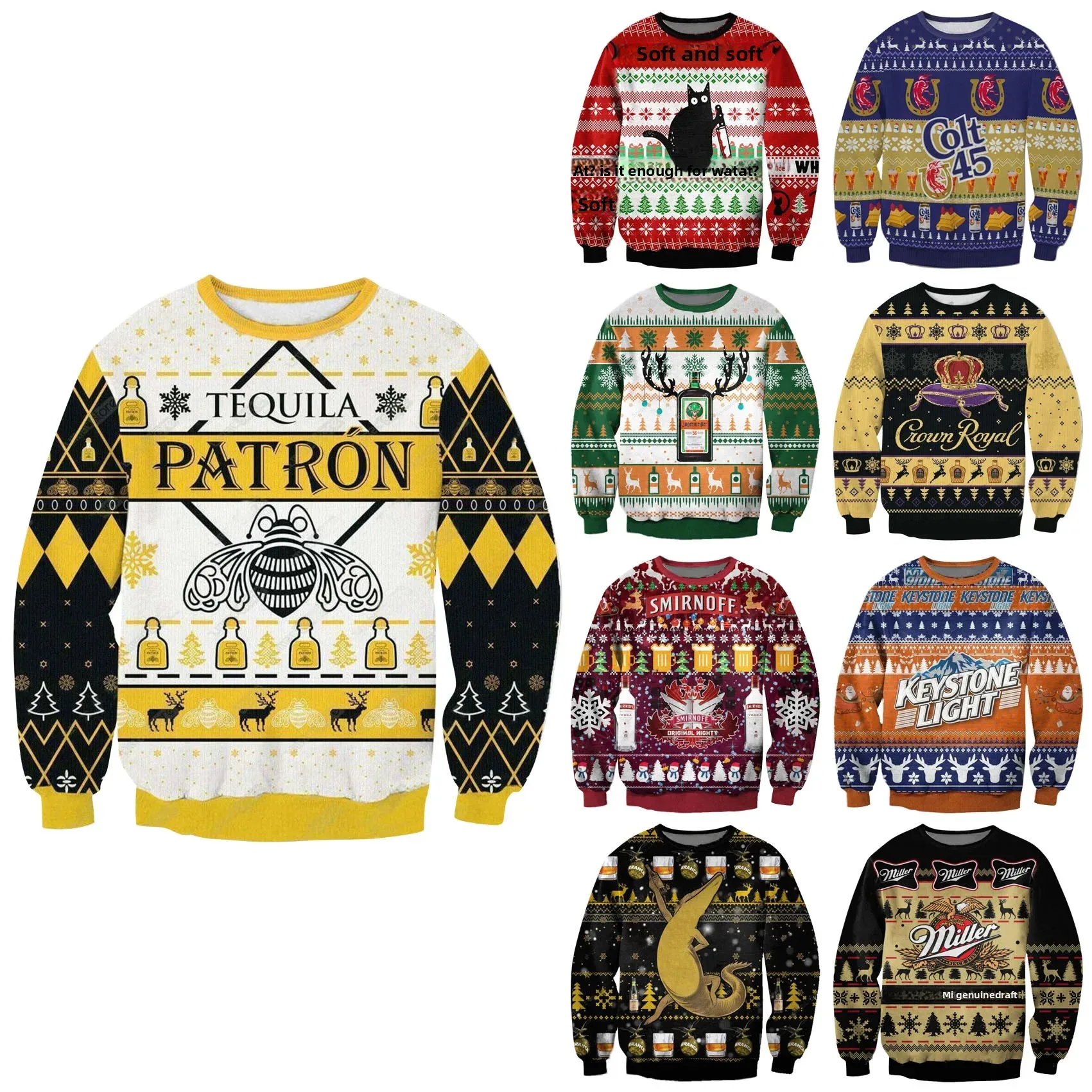 Trendy Christmas Halloween Pattern Long Sleeve round Neck Sweatshirt Casual Comfortable Men's Streetwear Spring Autumn New Style