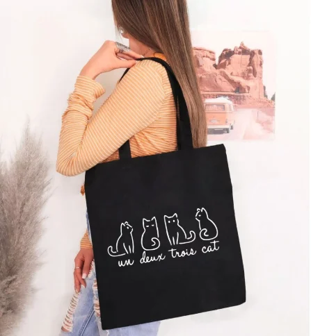 Un Deux Trois Cat Ladies Tote Bag Owner Gift Cat Lover Gifts Cat Mom Gifts Cat Dad Gift Tote Bag Funny Tote Bag Cute Tote Bag