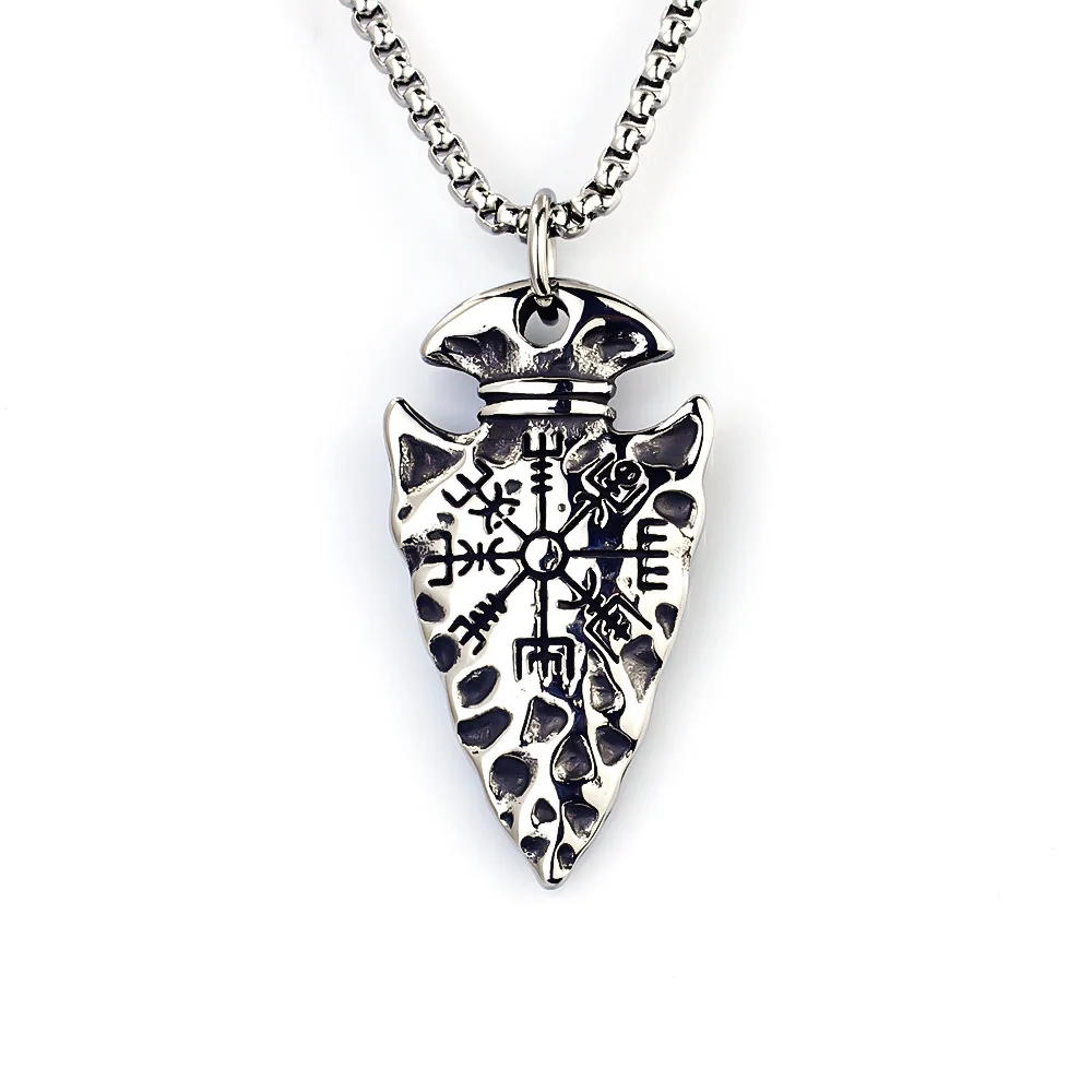 Viking Spear Compass Rune Necklace Pendant Men's Fashion Religious Accessories