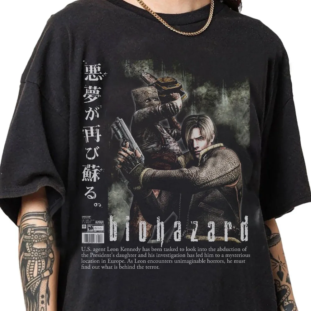 Vintage 90s Bootleg Style Biohazard Resident Evil T-Shirt Leon Kennedy T-shirt Retro Resident Evil Gifts for Man Women T-Shirt