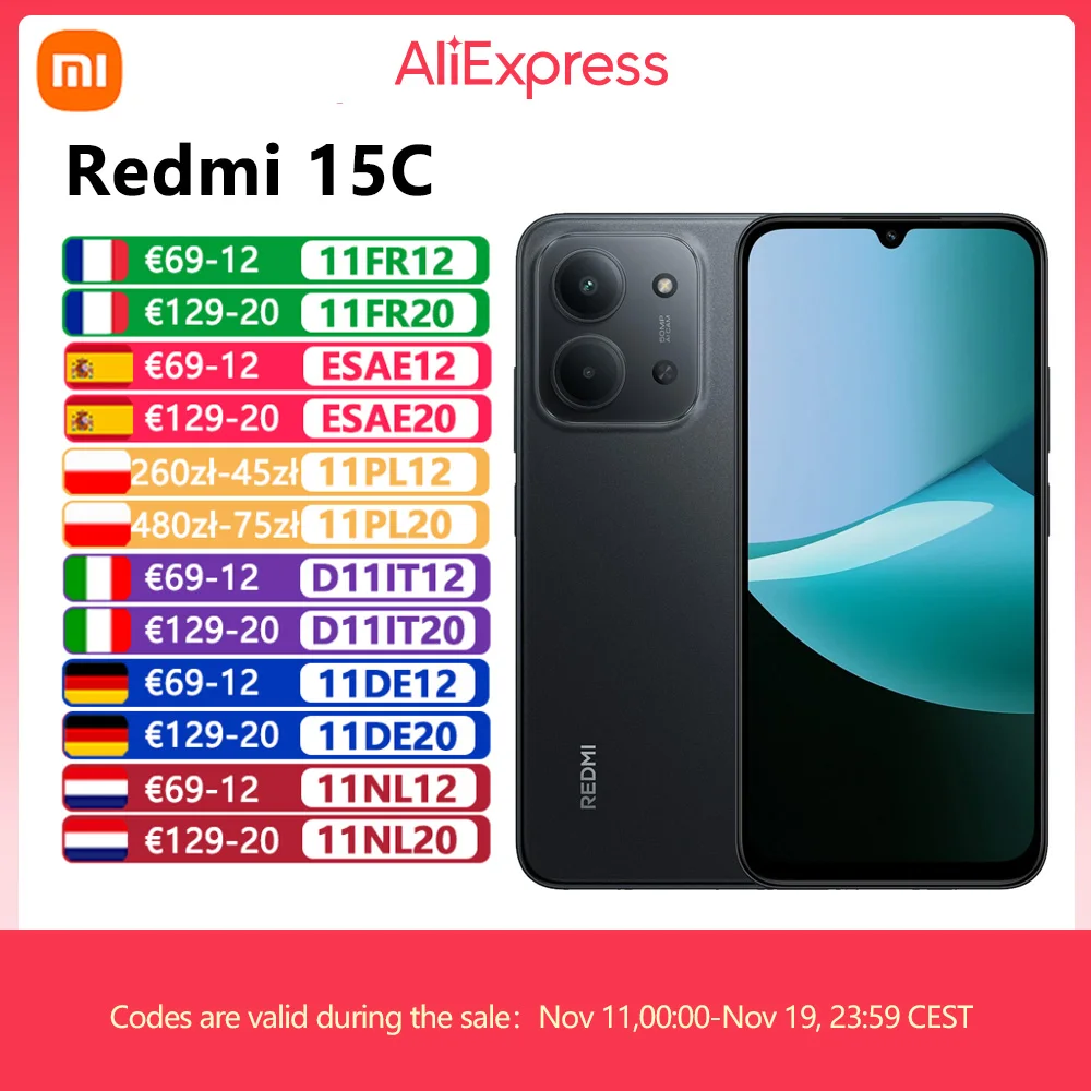 Xiaomi Redmi 15C, Smartphone, 6.9" Screen, 120 Hz, MediaTek Helio G81-Ultra, 6000mAh battery, 50MP Camera, IP64