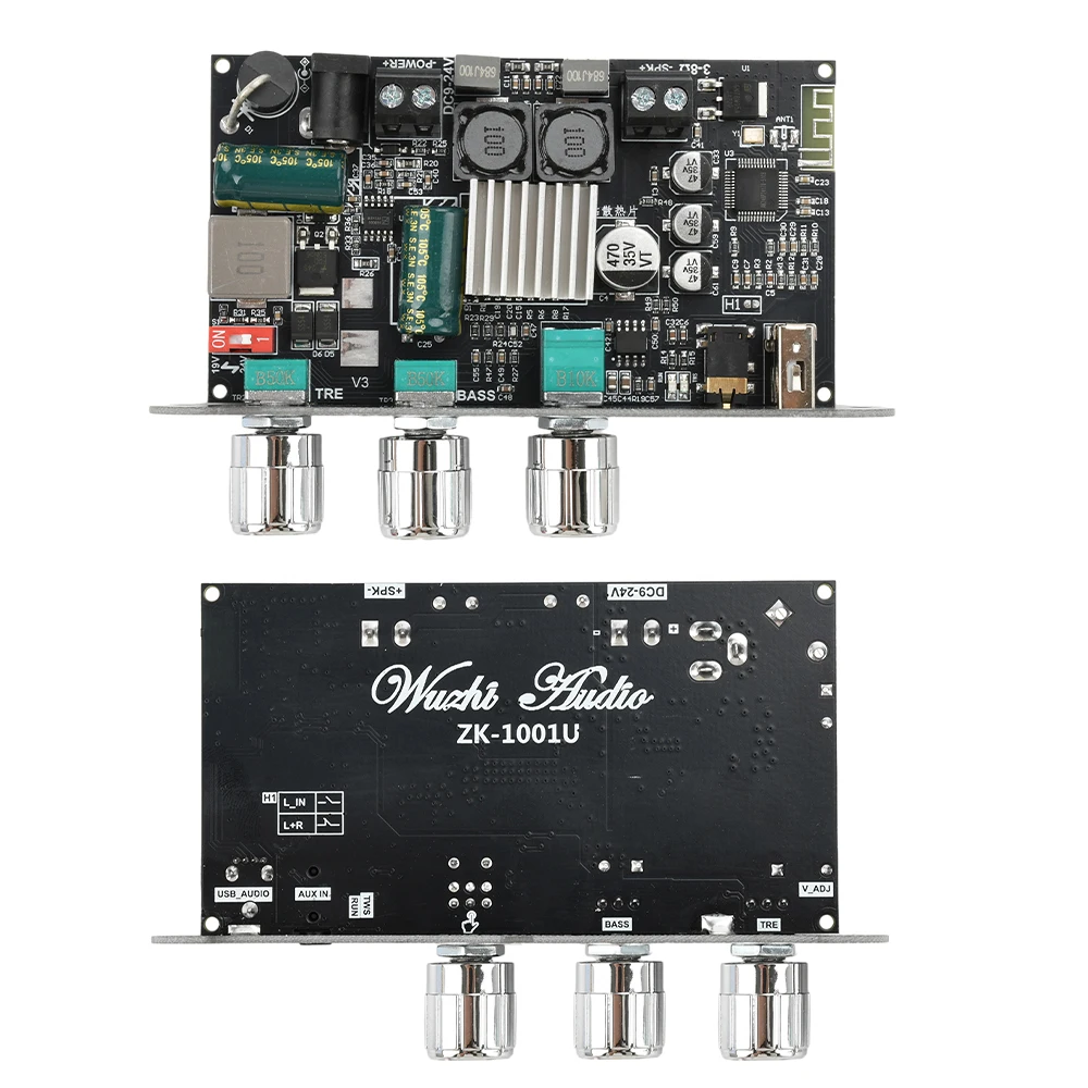 ZK-1001U 100W Bluetooth 5.3 Mono TPA3116D2 Amplifier Board Module Supports APP AUX USB Flash Drive USB Sound Card DC 9-24V