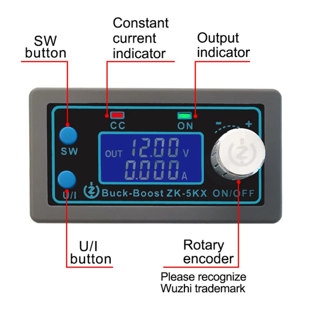 ZK 5KX DC DC Buck Boost Converter Programmable CC CV 0.6-36V 5A 5V 12V 24V 80W Power Module Adjustable Regulated Power Supply