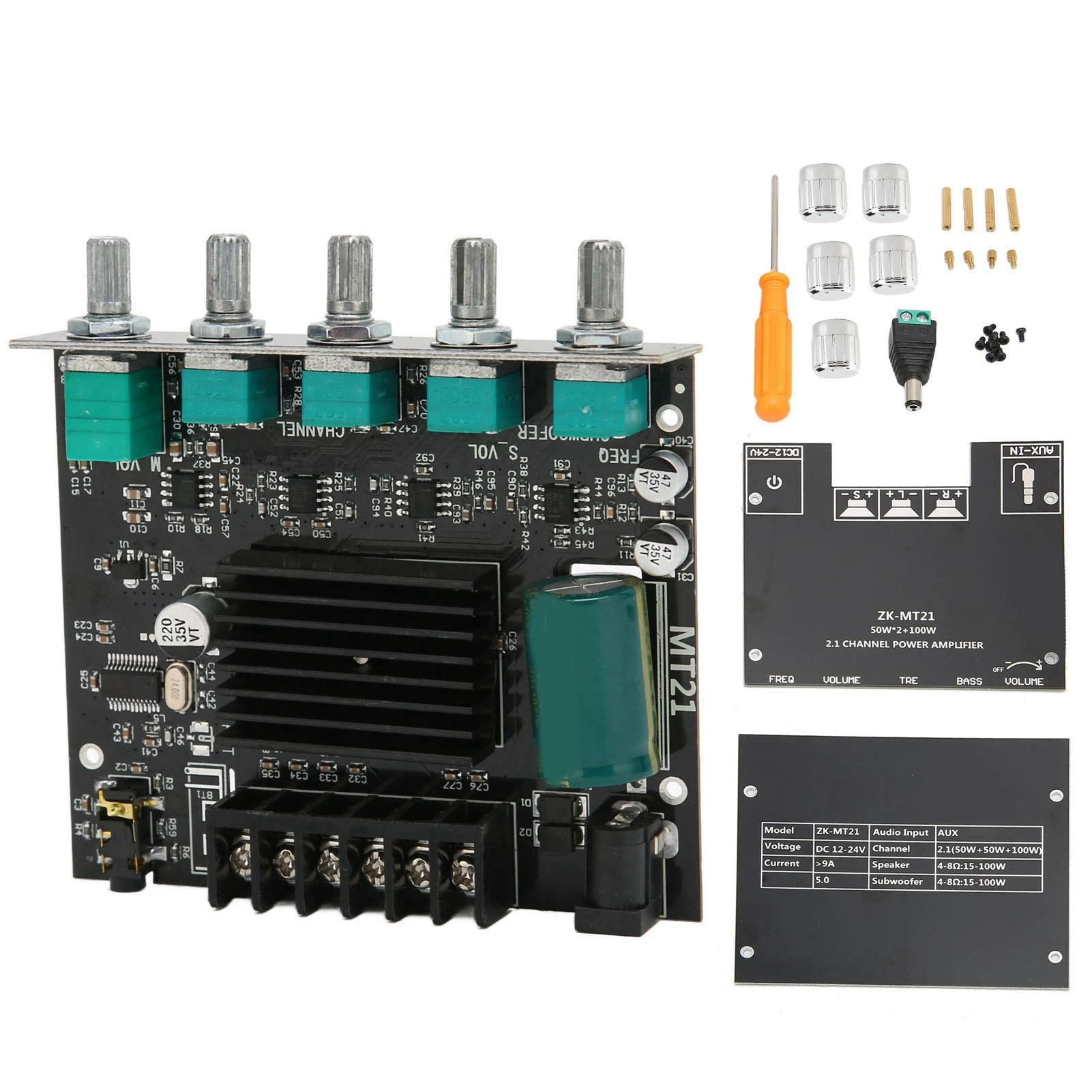 ZK‑MT21 BT Amplifier Board High Power Sound Stereo DC12‑24V Digital Power Amplifier Board for 15‑100W 4‑8Ω Speakers