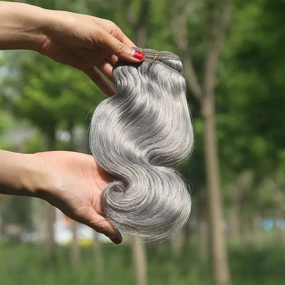 10-30 Inch Body Wave Bundles Human Hair Sliver Grey 100% Unprocessed Brazilian Human Virgin Hair Double Weft For Women 1/3/4 PCS