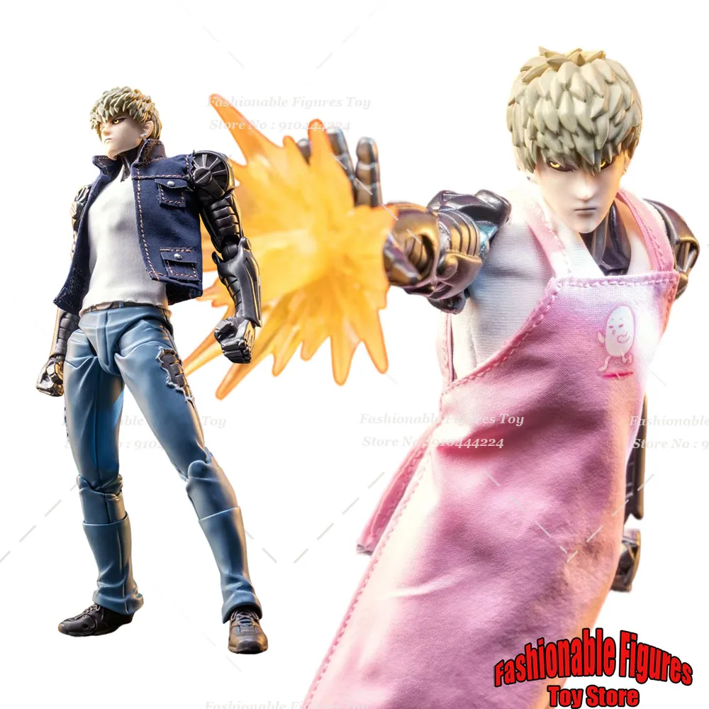 1/12 Men Soldier Anime Doll Genos Pink Apron‌ Denim Vest‌ Clothes Set Accessory For 6Inch Action Figure Model Body