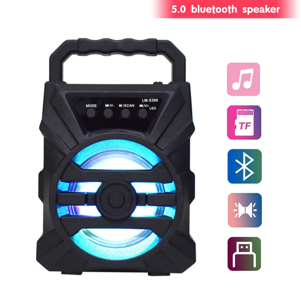 1200mAh Bluetooth 5.3 Speaker 5W High Power Portable Speaker Support TF card/USB Built-in subwoofer Suitable for prom/party