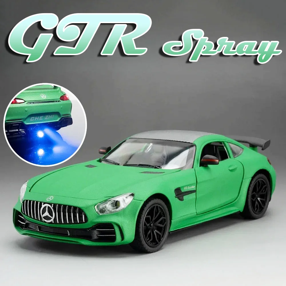 1:24 GTR EVO Model Toy Supercars Alloy Diecast Spray Sports Cars Doors Opened Pull Back Sound Light Collection Models for Kids