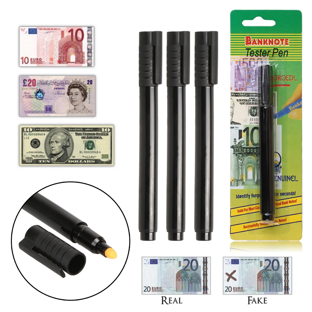 1/2Pcs Portable Money Checker Pen Fake Banknote Marker Ink Currency Tester Water-based Checking Marker Counterfeit Detector