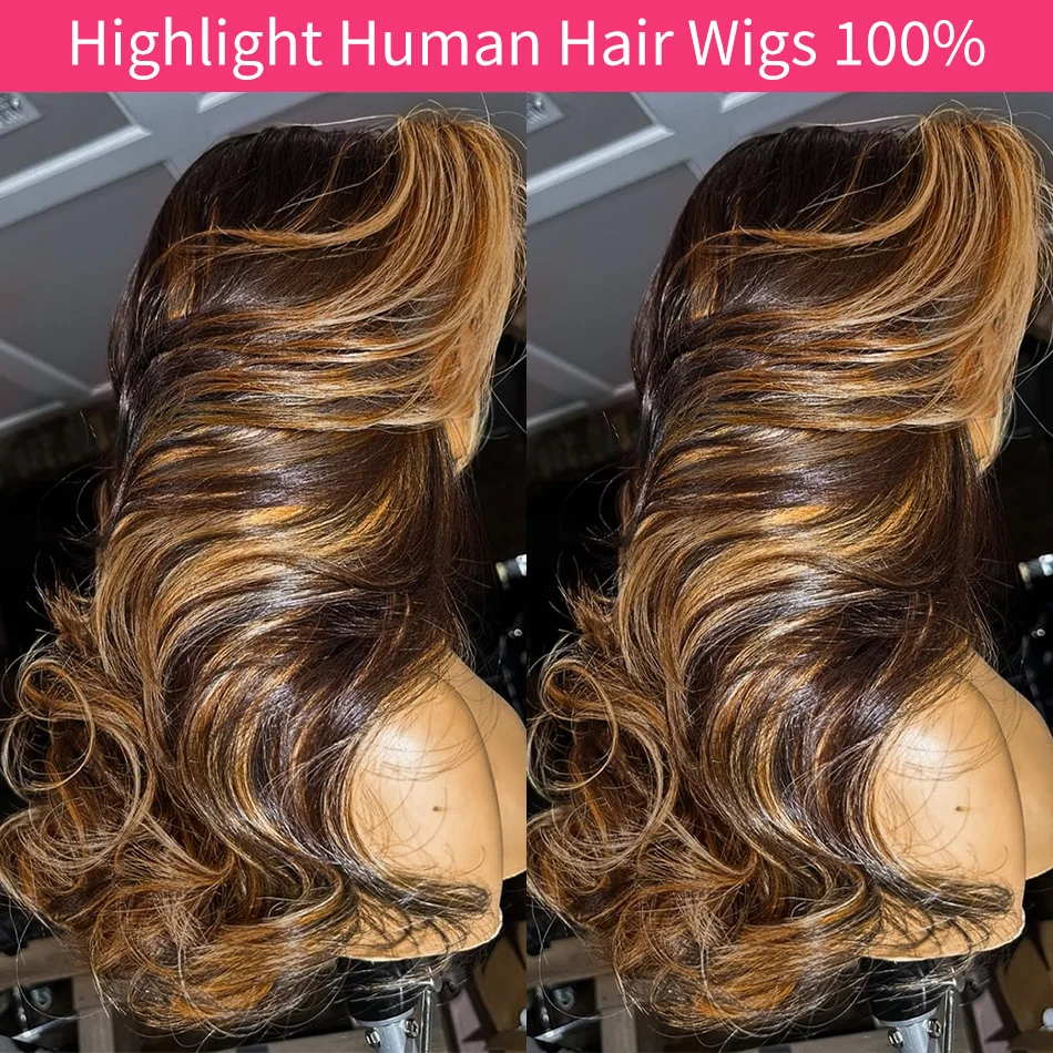 13X6 Hd Lace Frontal Wig Highlight Wig Human Hair 427 Body Wave Human Hair Wigs Brazilian Hair P1B30 Lace Front Wigs 250 Density