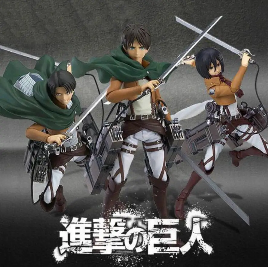 15cm Attack on Titan Levi Rivaille Rival Mikasa Ackerman Eren Jaeger Action figure toys doll Christmas gift with box