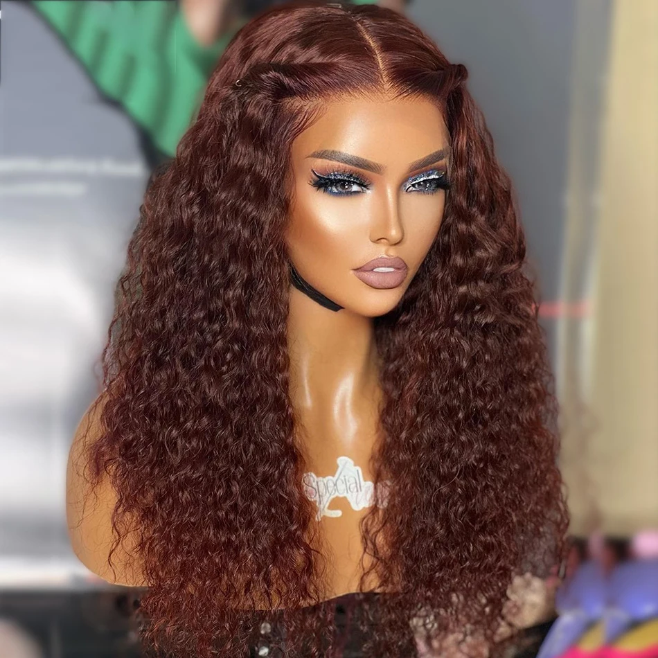 180 Density Preplucked Long 26 inch Soft Brown Kinky Curly Hair Wig For Women Natural Hairline Wig Synthetic With Afro Baby Hair