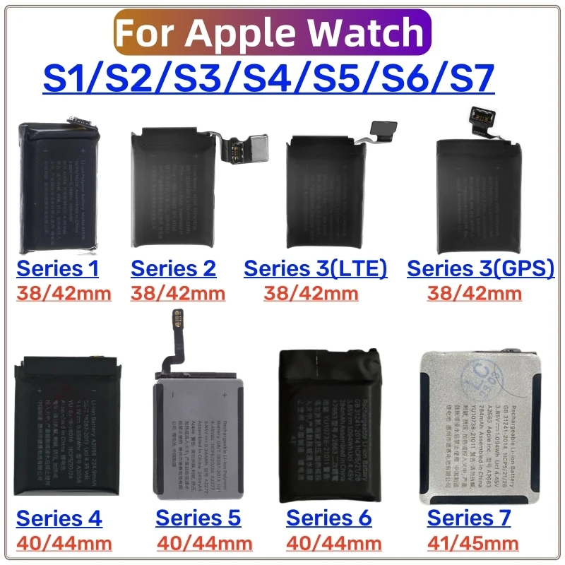 1pcs Battery for Apple Watch Series 1 2 3 4 5 SE 6 7 8 9 iWatch Batteria S1 S2 S3 LTE S4 S5 S6 S7 S8 S9 38 40 42 44 41 45 mm