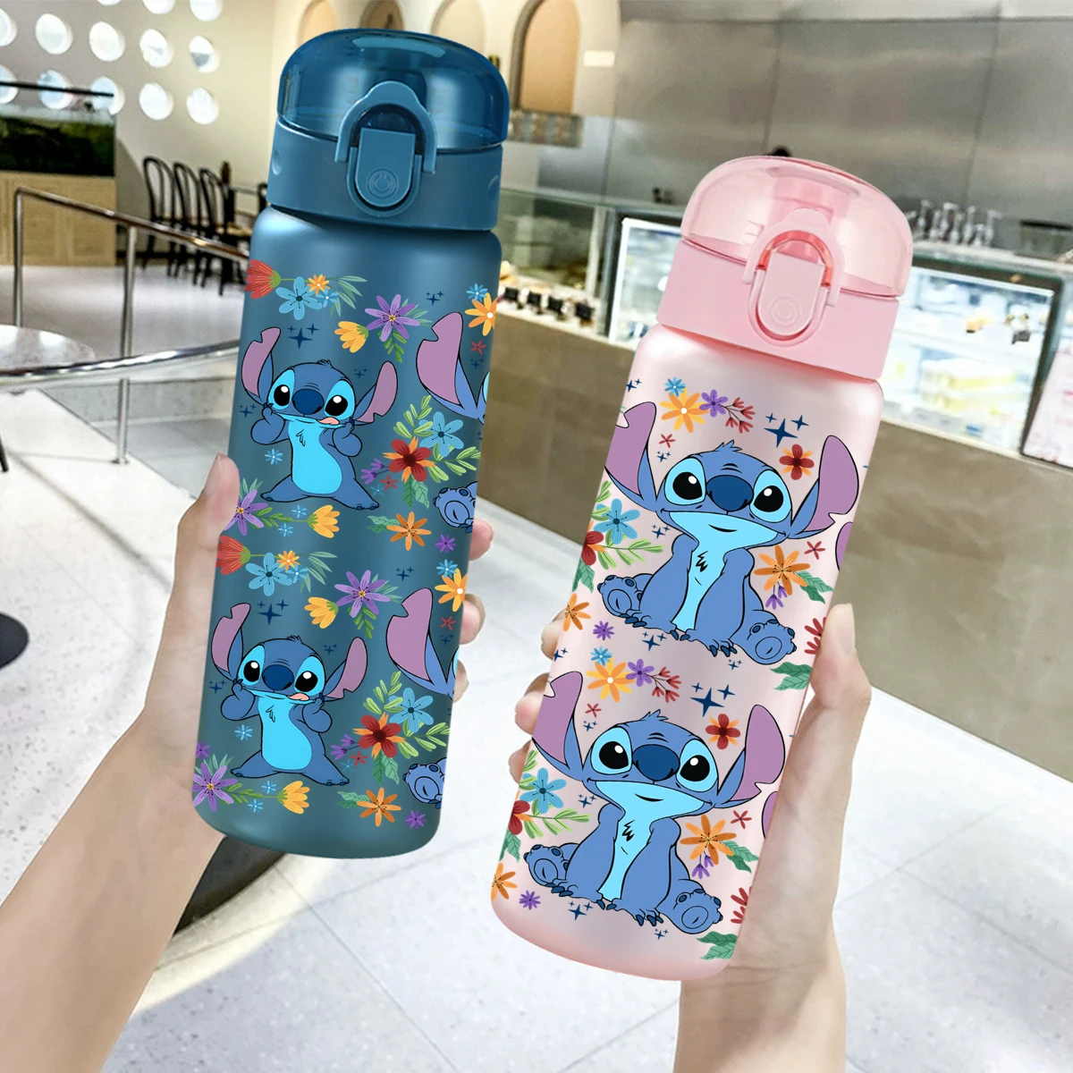 1Pc Stitch Printed 26oz Plastic Water Bottle, Outdoor Leak-proof Sports Water Cup As Birthday Gift, Disney Christmas Gift