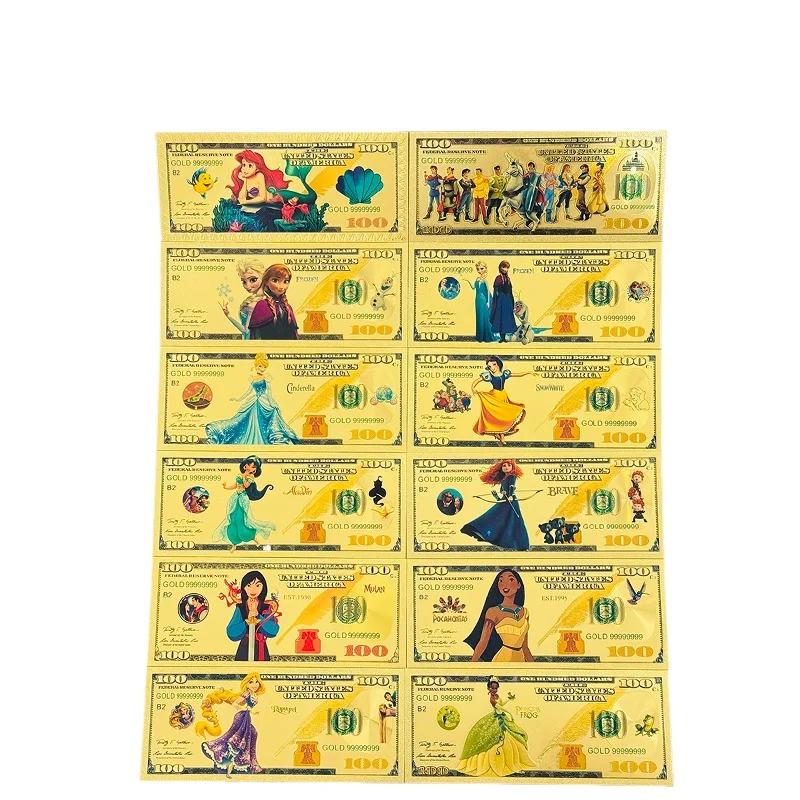 2025 All Types Anime Banknote Japan & America Anime Banknote in 24K Gold For Fans Collection
