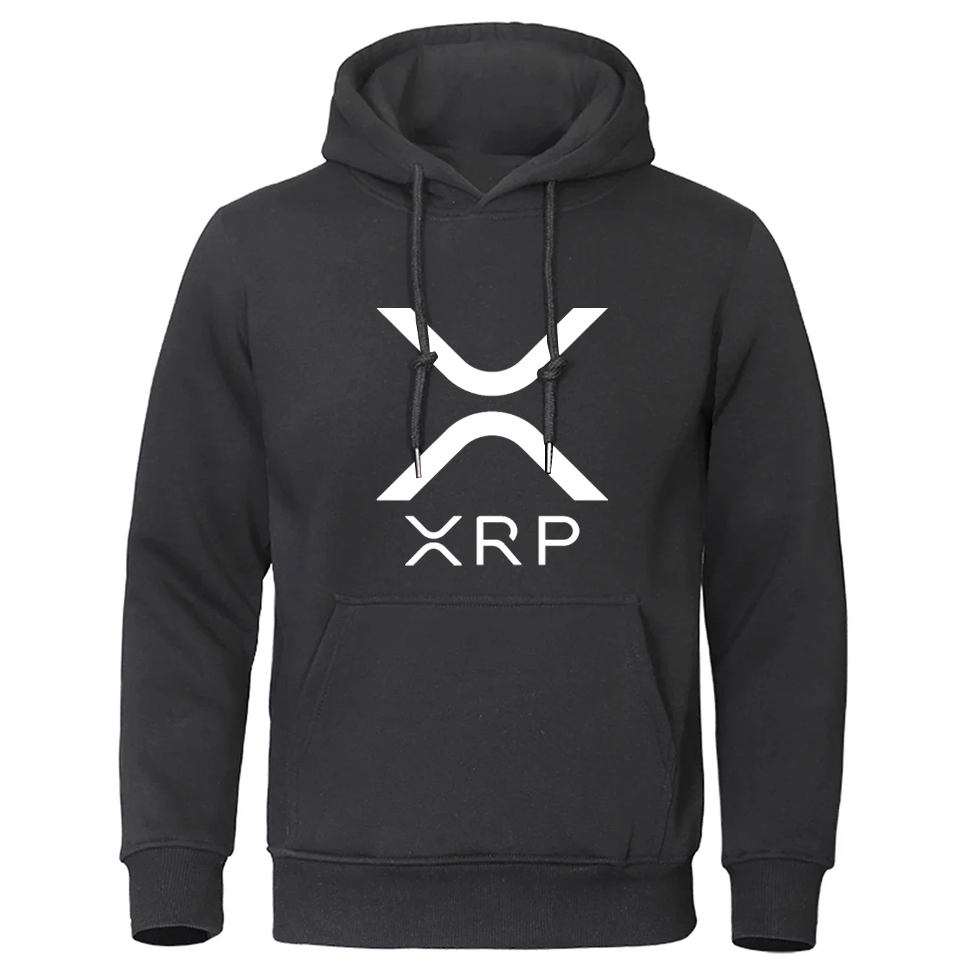 2025 Spring Autumn Men's Cryptocurrency Ripple XRP Logo Printed Fashion Solid Color Classic High-Quality Cotton Pullover Hoodies