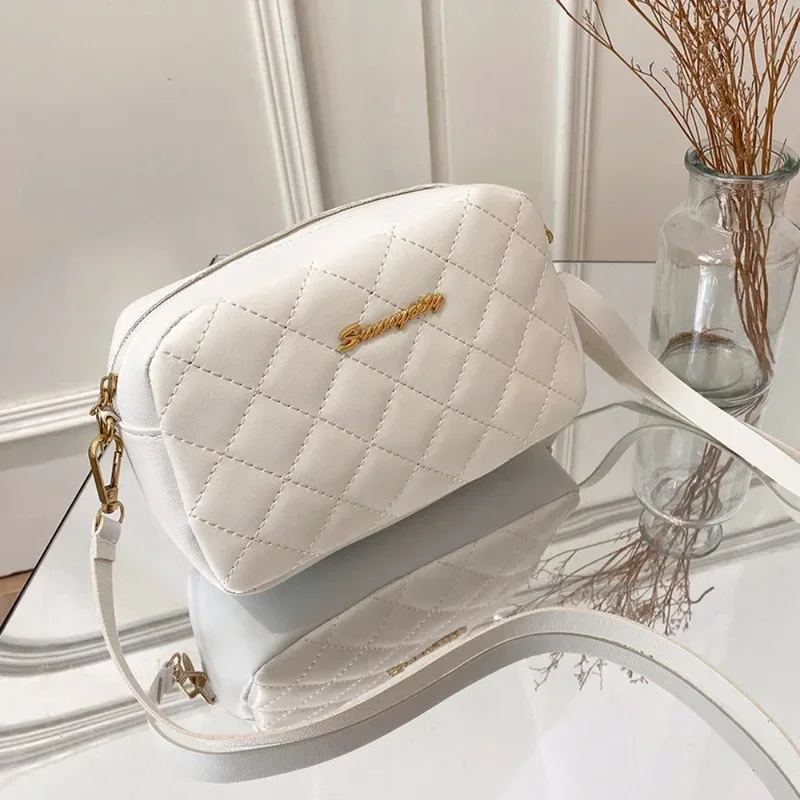 2025 tassel women's small crossbody bag trend diamond grid embroidery camera women's shoulder bag fashion chain crossbody bag